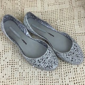 Melissa Campana Silver Zig Zag Shoes Women’s Sz 8